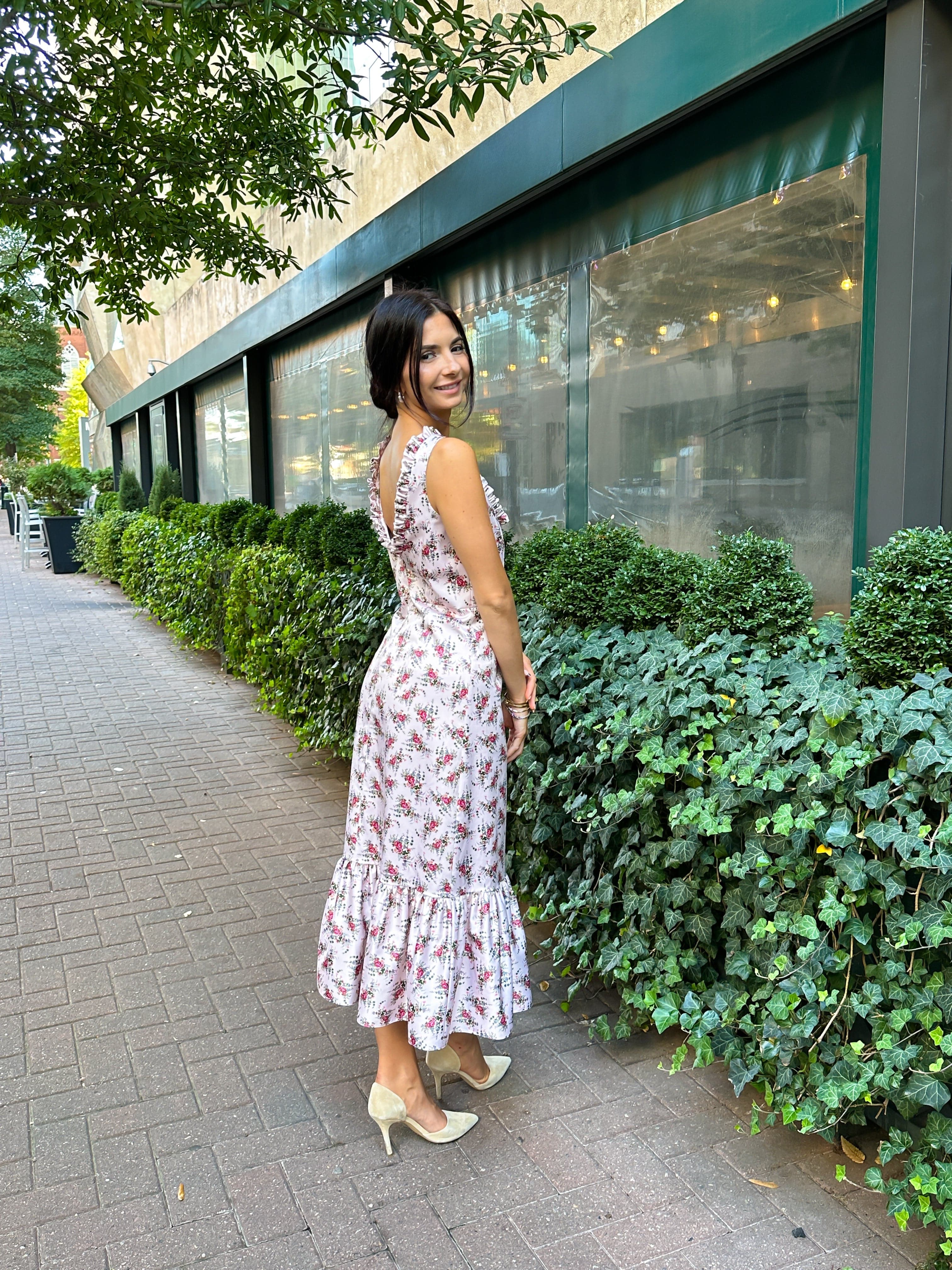 Rêveux Dress Auden Stretch Satin Ruffle Midi Dress