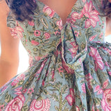 SARA KHATIB DESIGN DRESSES THE HARBOR DRESS PINK SEAGREEN FLORAL