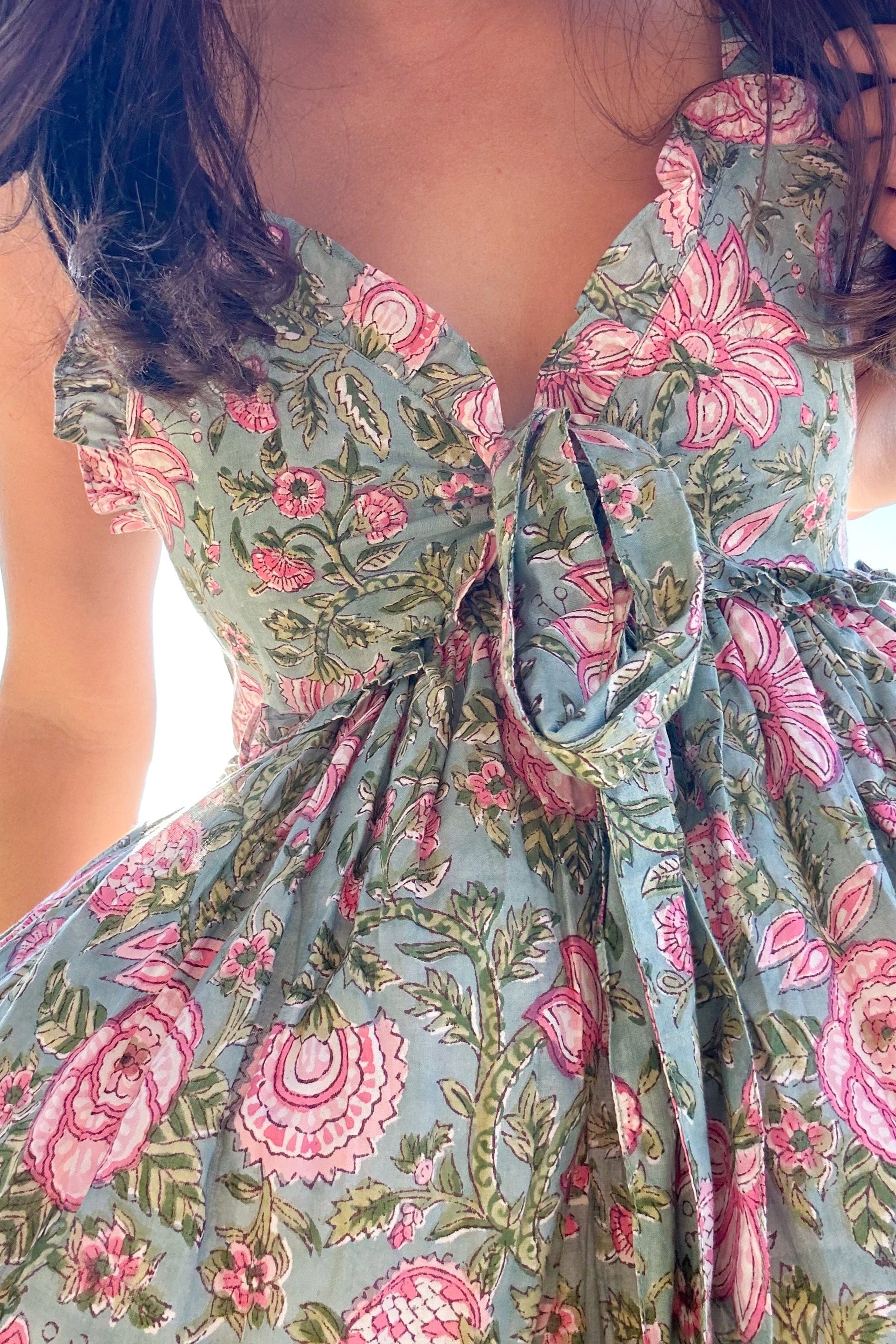 SARA KHATIB DESIGN DRESSES THE HARBOR DRESS PINK SEAGREEN FLORAL