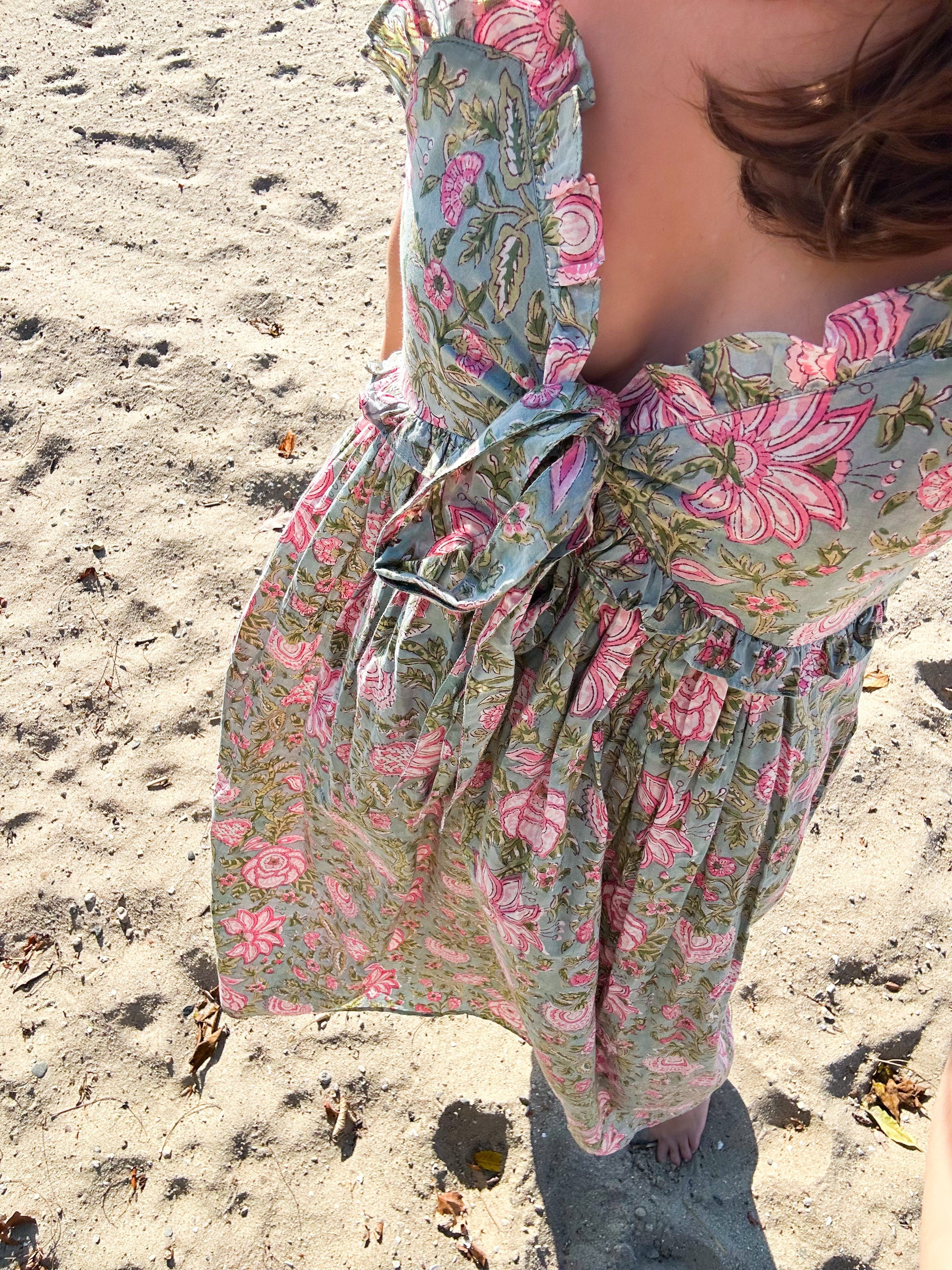 SARA KHATIB DESIGN DRESSES THE HARBOR DRESS PINK SEAGREEN FLORAL
