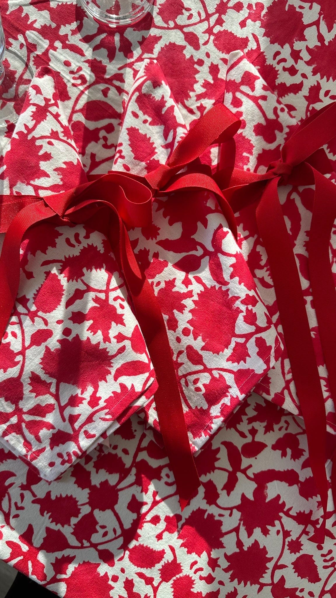 SARA KHATIB DESIGN Napkin Bright Cranberry Blossom Napkins