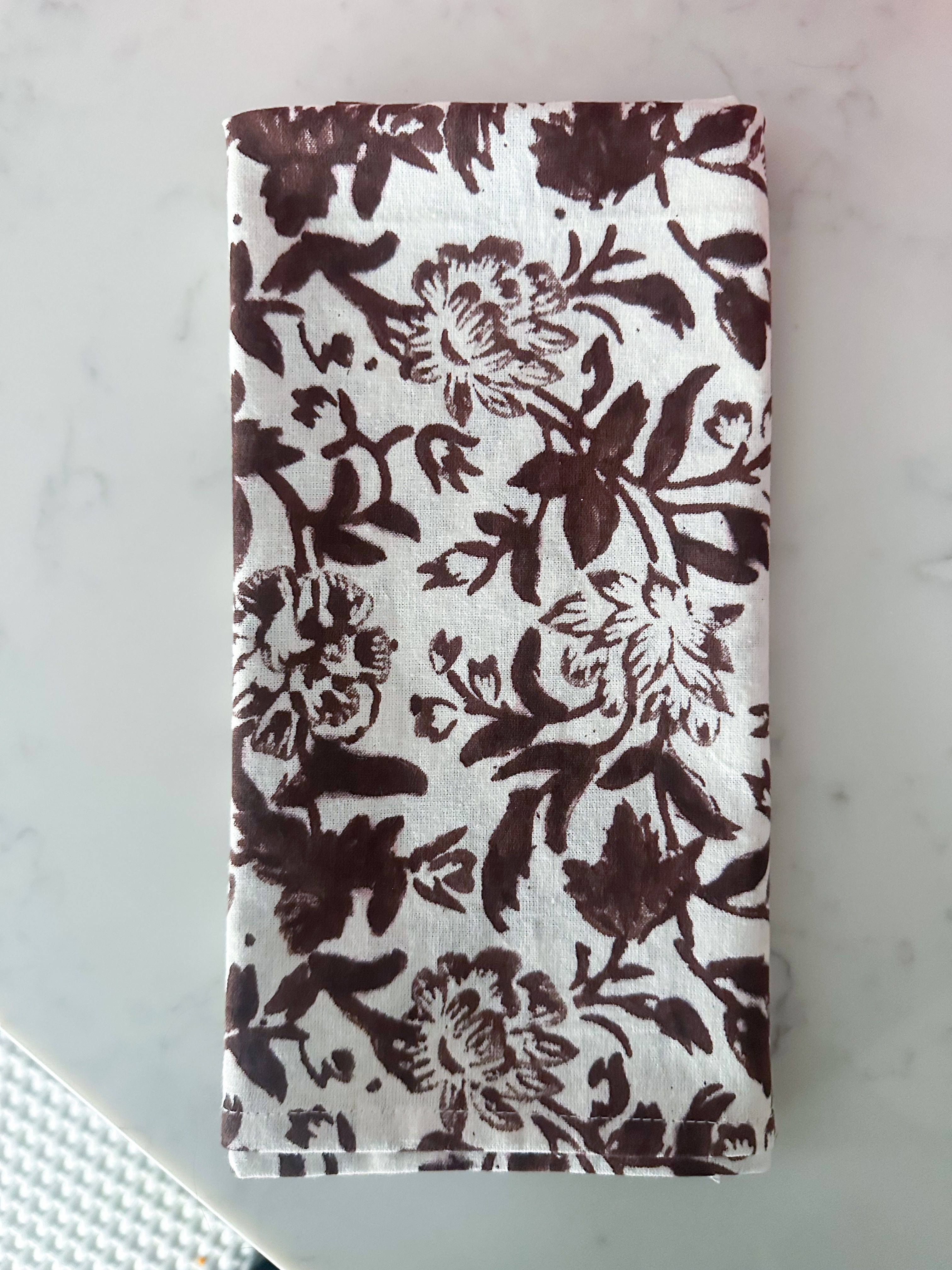 SARA KHATIB DESIGN Napkin Chocolate Wildflower Napkins