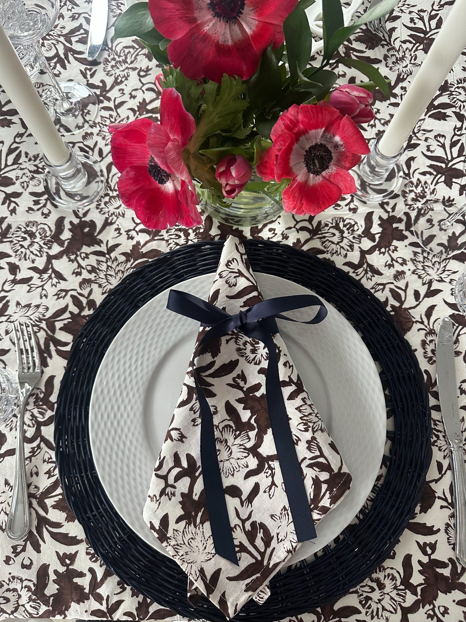 SARA KHATIB DESIGN Napkin Chocolate Wildflower Napkins