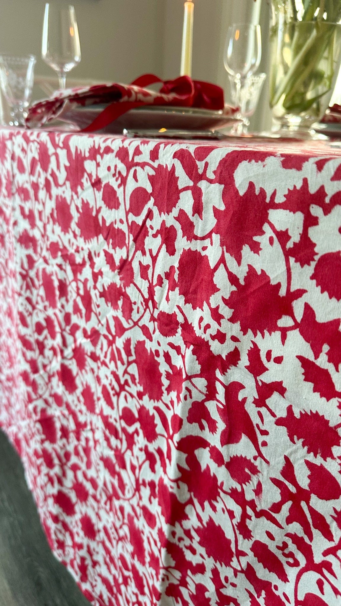 SARA KHATIB DESIGN Tablecloth Bright Cranberry Blossom Tablecloth