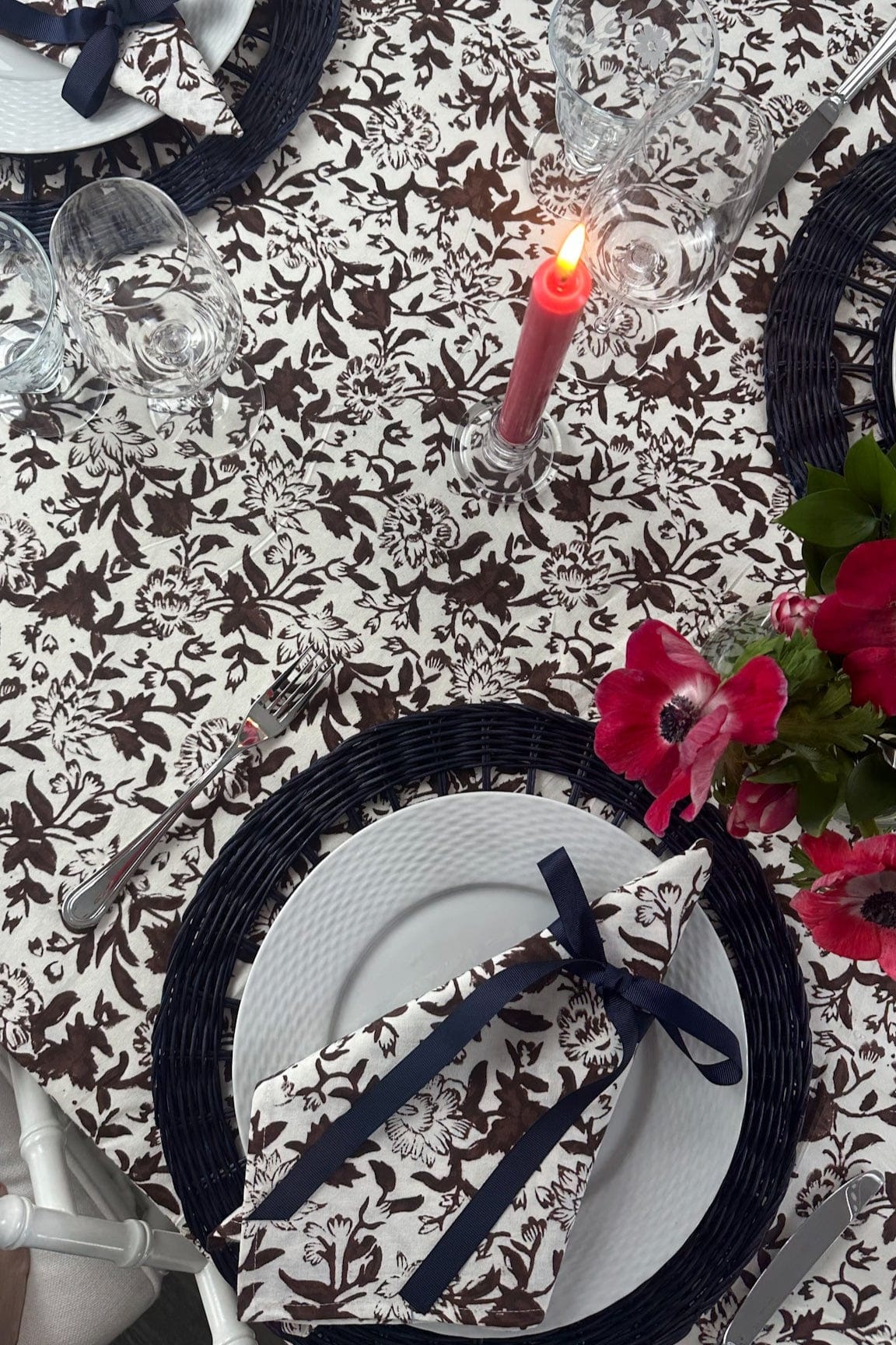 SARA KHATIB DESIGN Tablecloth Chocolate Wildflower Tablecloth