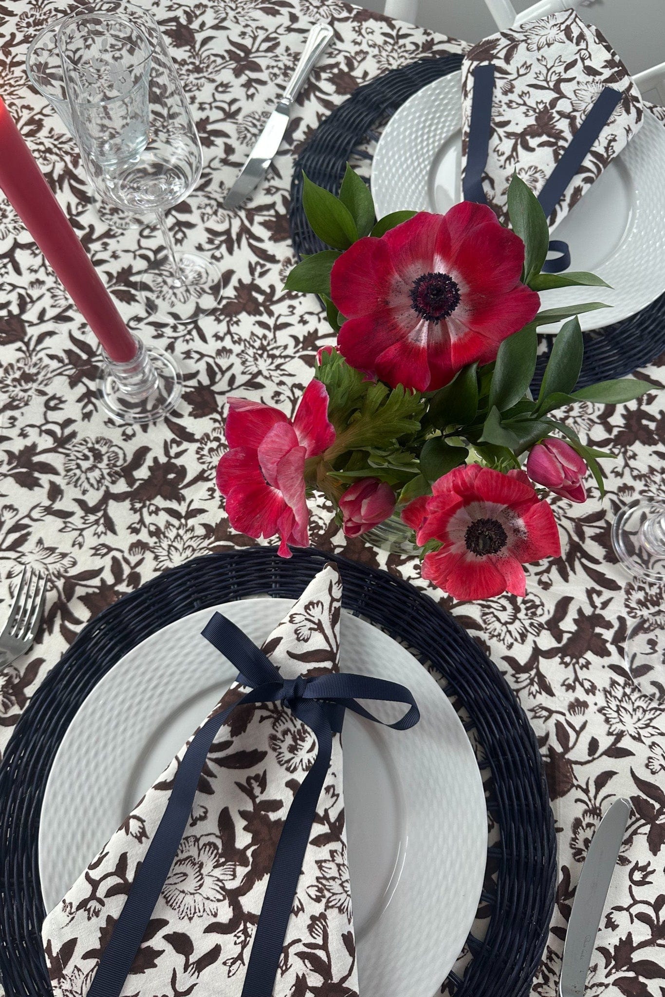 SARA KHATIB DESIGN Tablecloth Chocolate Wildflower Tablecloth