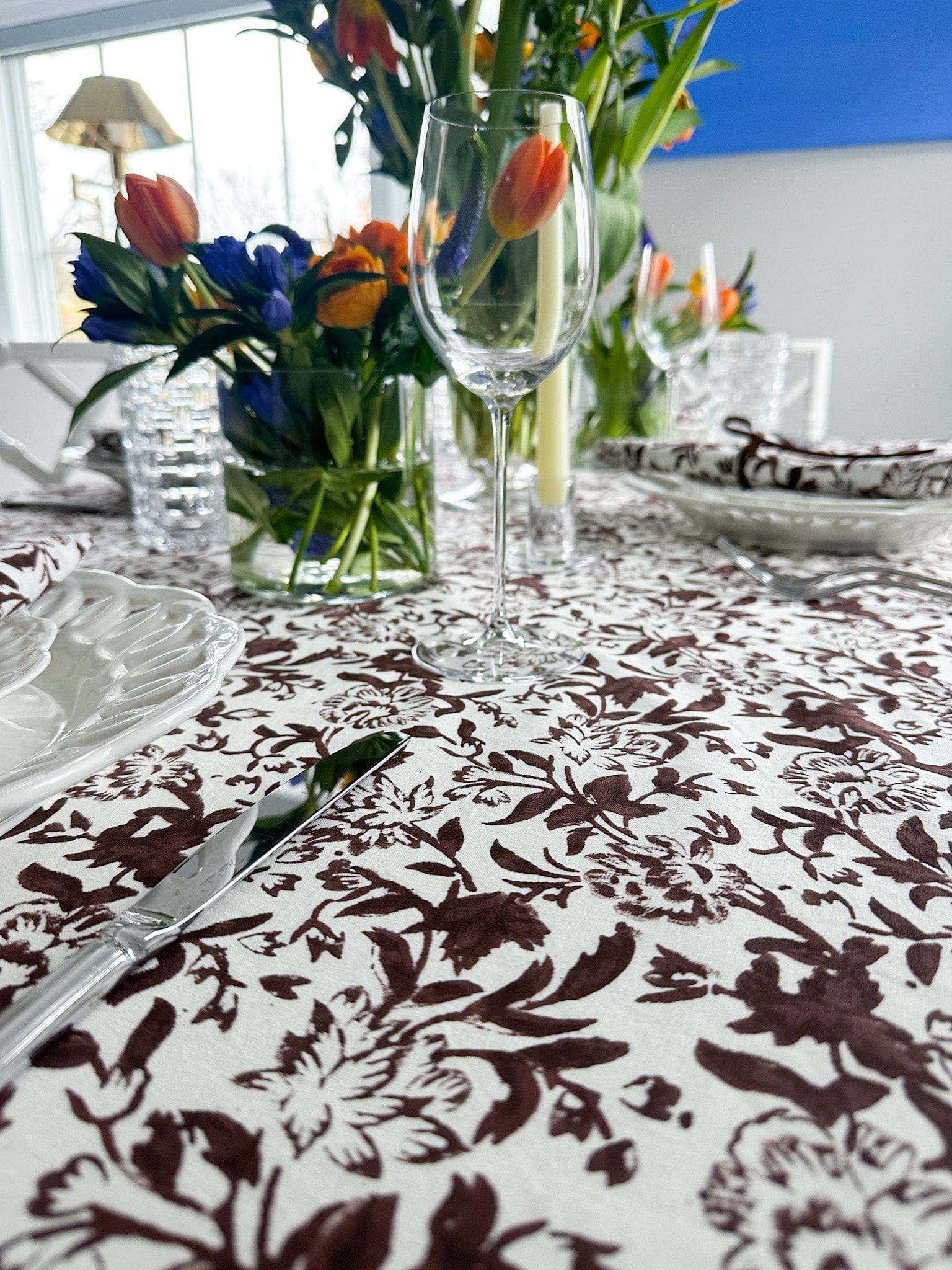 SARA KHATIB DESIGN Tablecloth Chocolate Wildflower Tablecloth