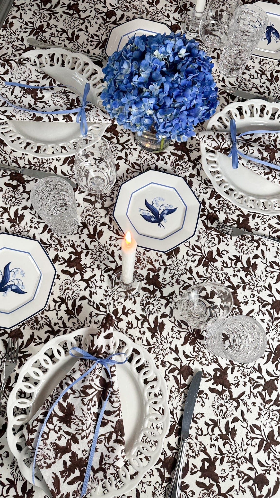 SARA KHATIB DESIGN Tablecloth Chocolate Wildflower Tablecloth