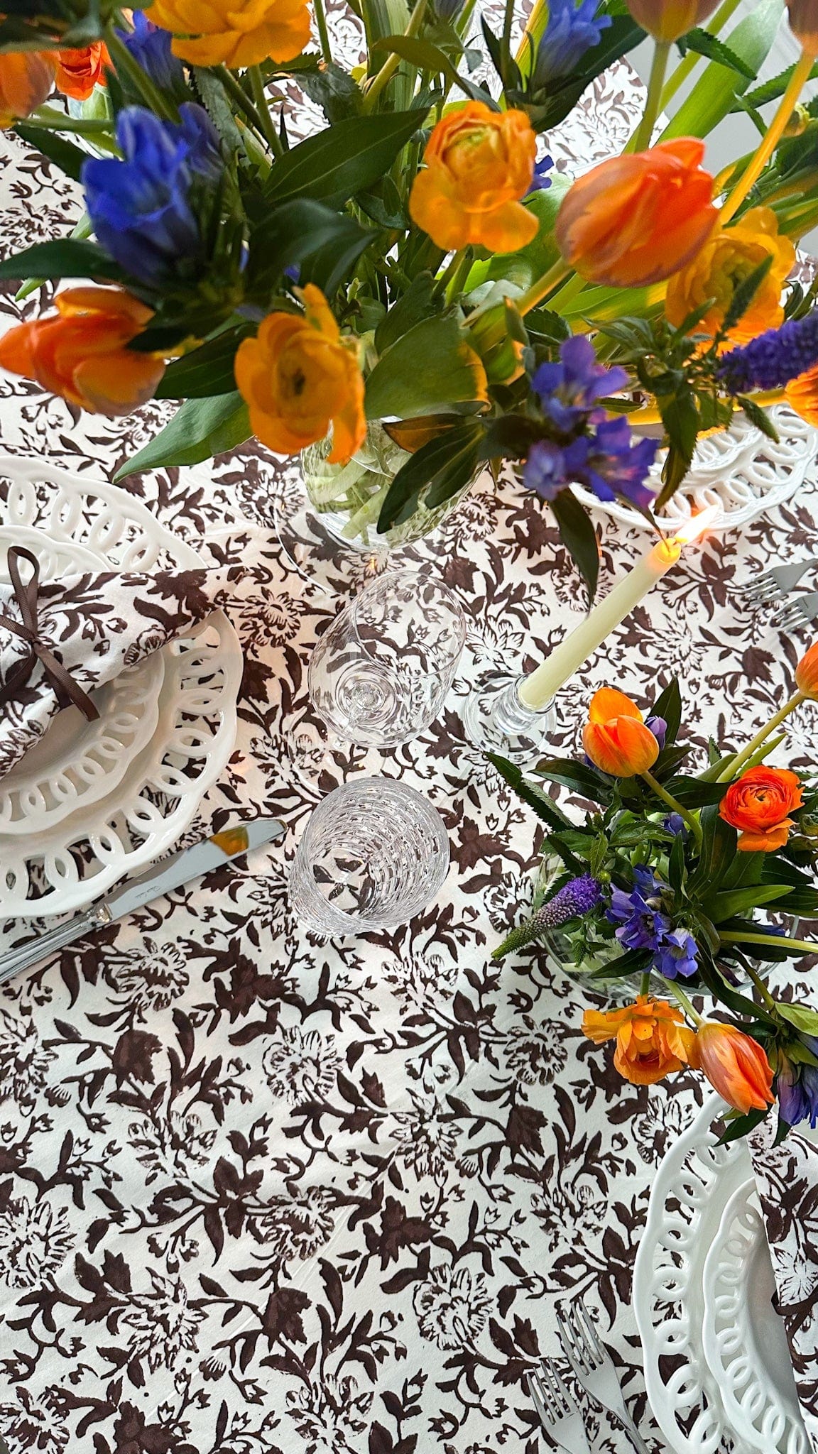 SARA KHATIB DESIGN Tablecloth Chocolate Wildflower Tablecloth