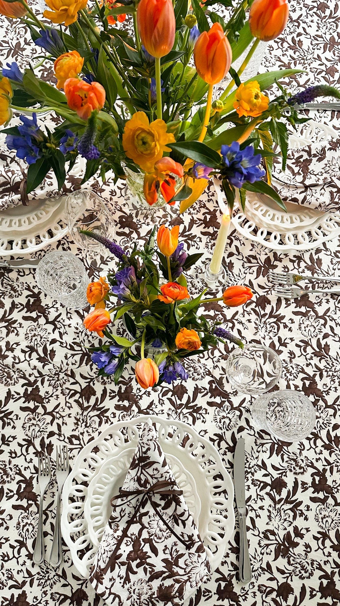 SARA KHATIB DESIGN Tablecloth Chocolate Wildflower Tablecloth
