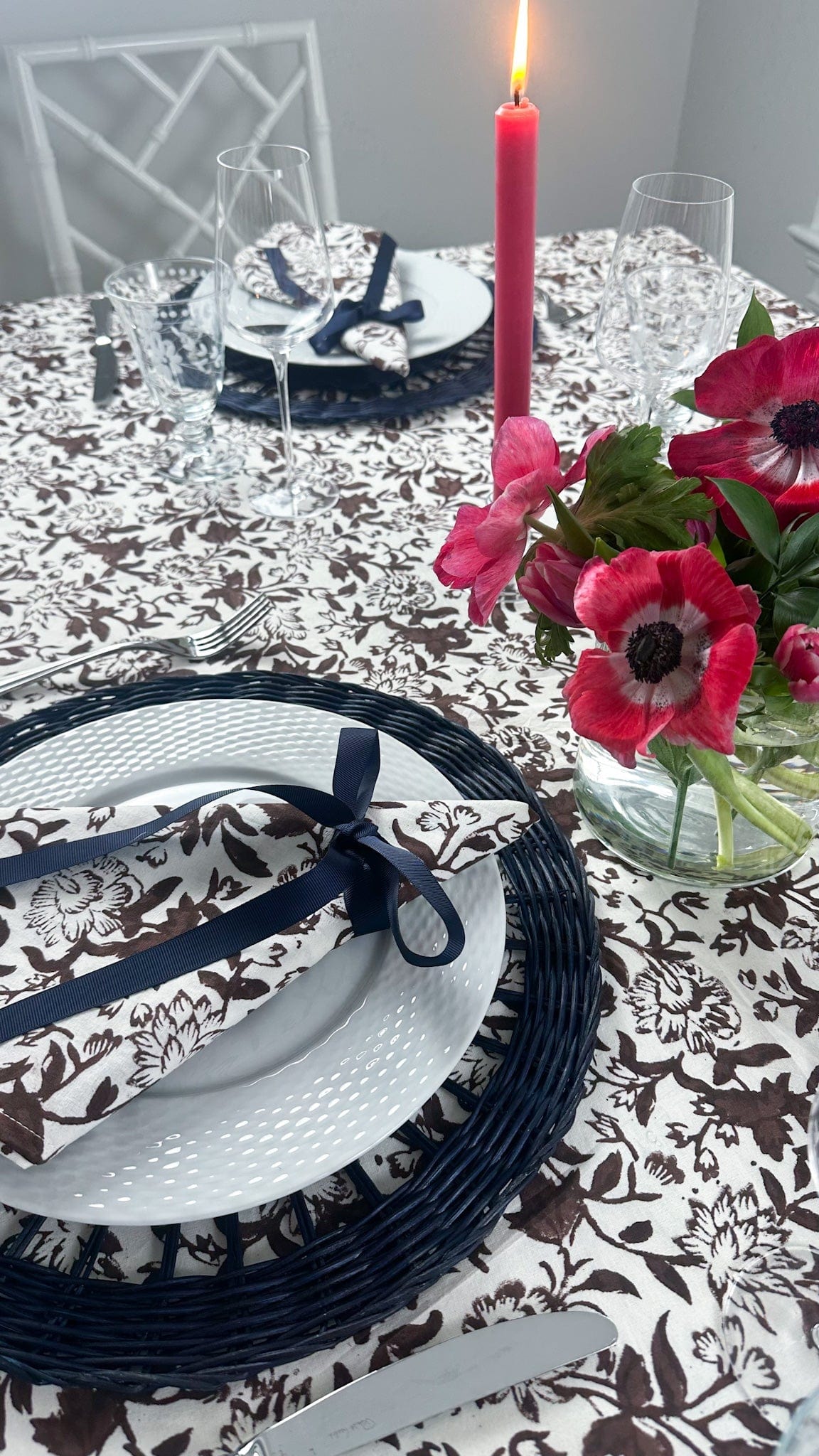 SARA KHATIB DESIGN Tablecloth Chocolate Wildflower Tablecloth