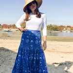 SARA KHATIB DESIGN TOP THE SOUTHPORT SKIRT - DEEP AZURE FLORAL