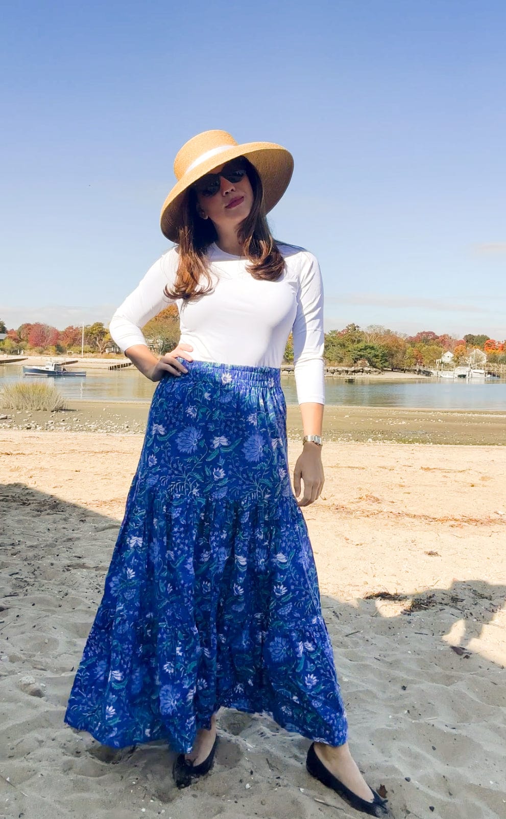 SARA KHATIB DESIGN TOP THE SOUTHPORT SKIRT - DEEP AZURE FLORAL