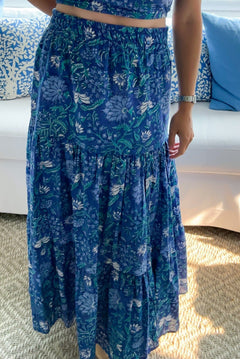 SARA KHATIB DESIGN TOP THE SOUTHPORT SKIRT - DEEP AZURE FLORAL
