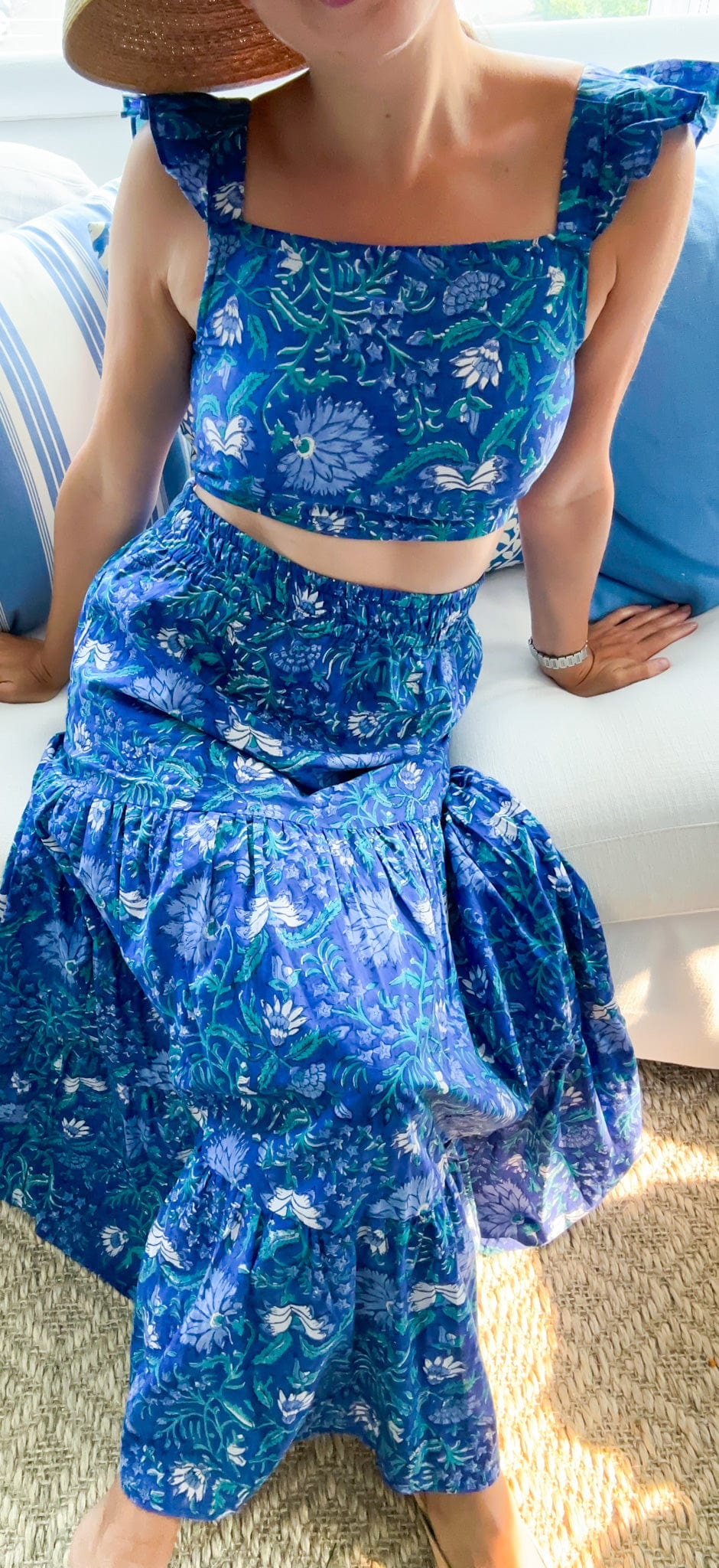 SARA KHATIB DESIGN TOP THE SOUTHPORT SKIRT - DEEP AZURE FLORAL