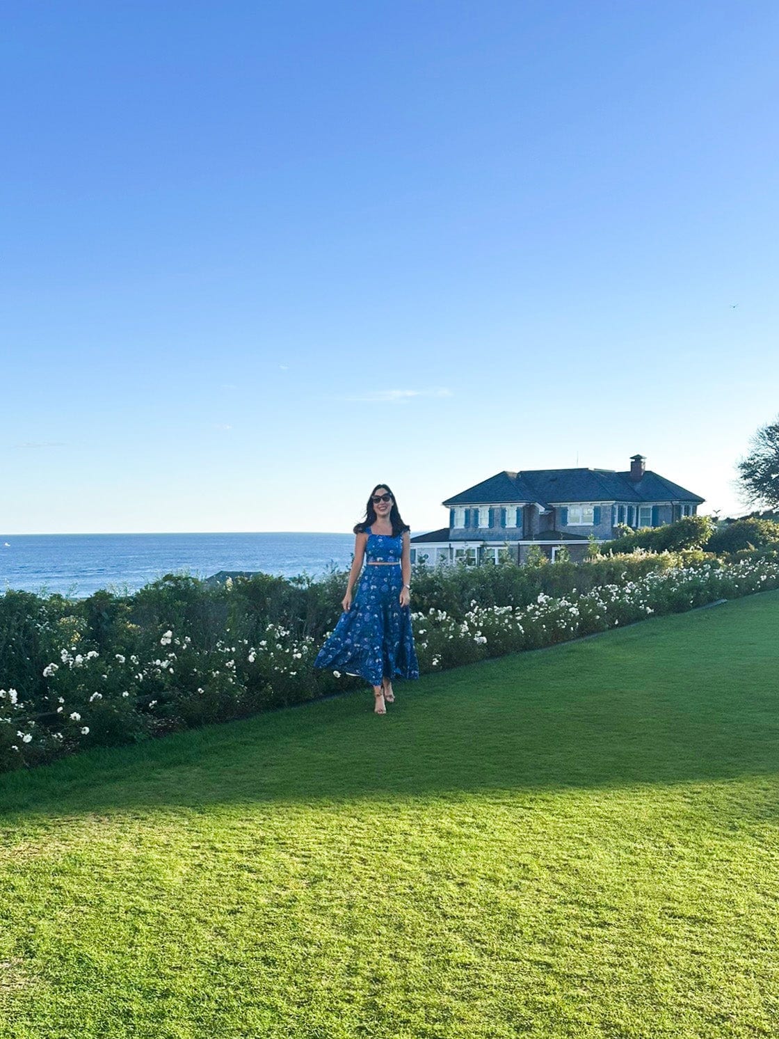 SARA KHATIB DESIGN TOP THE SOUTHPORT TOP - DEEP AZURE FLORAL