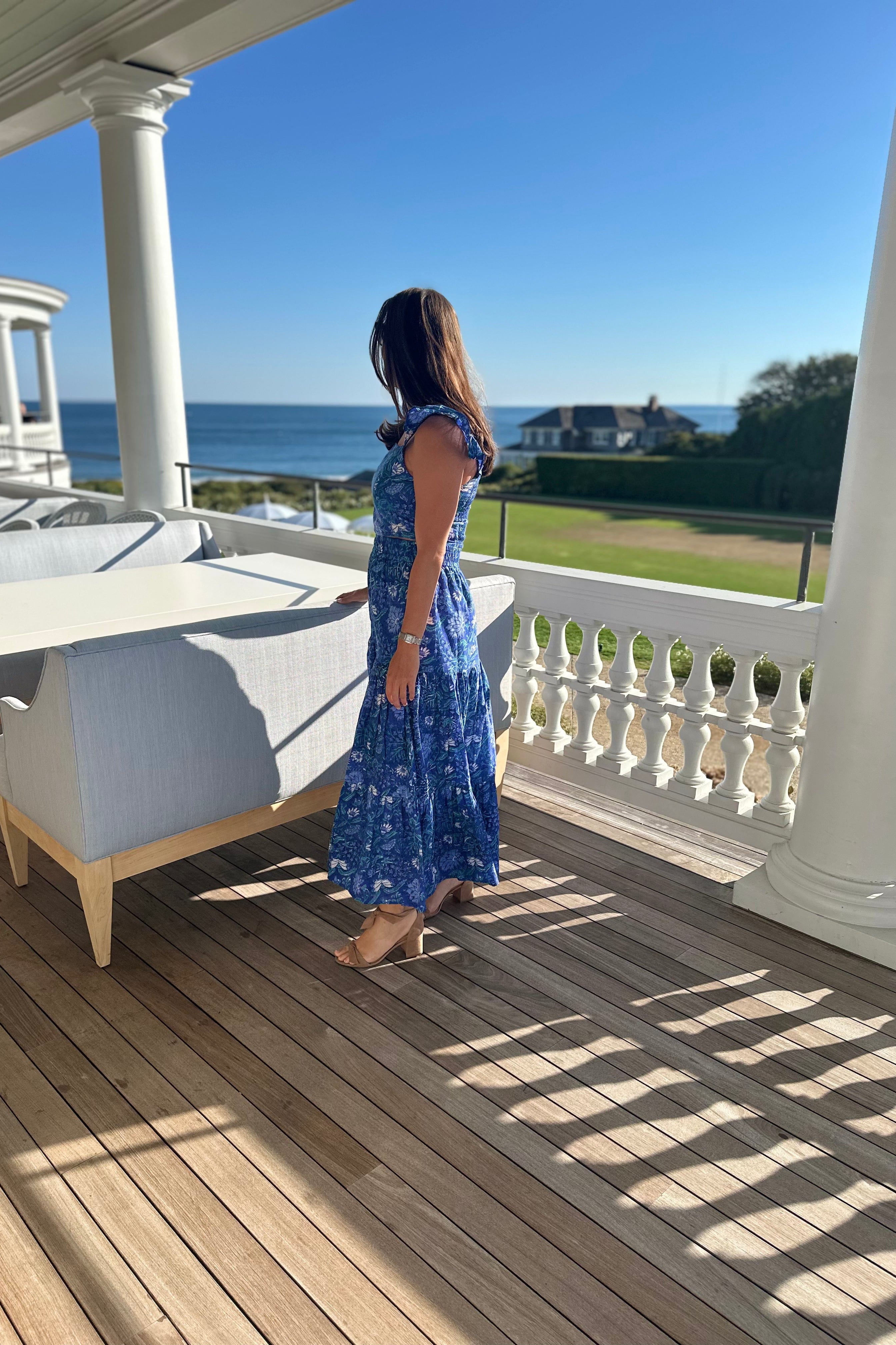 SARA KHATIB DESIGN TOP THE SOUTHPORT TOP - DEEP AZURE FLORAL