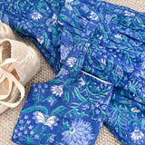 SARA KHATIB DESIGN TOP THE SOUTHPORT TOP - DEEP AZURE FLORAL