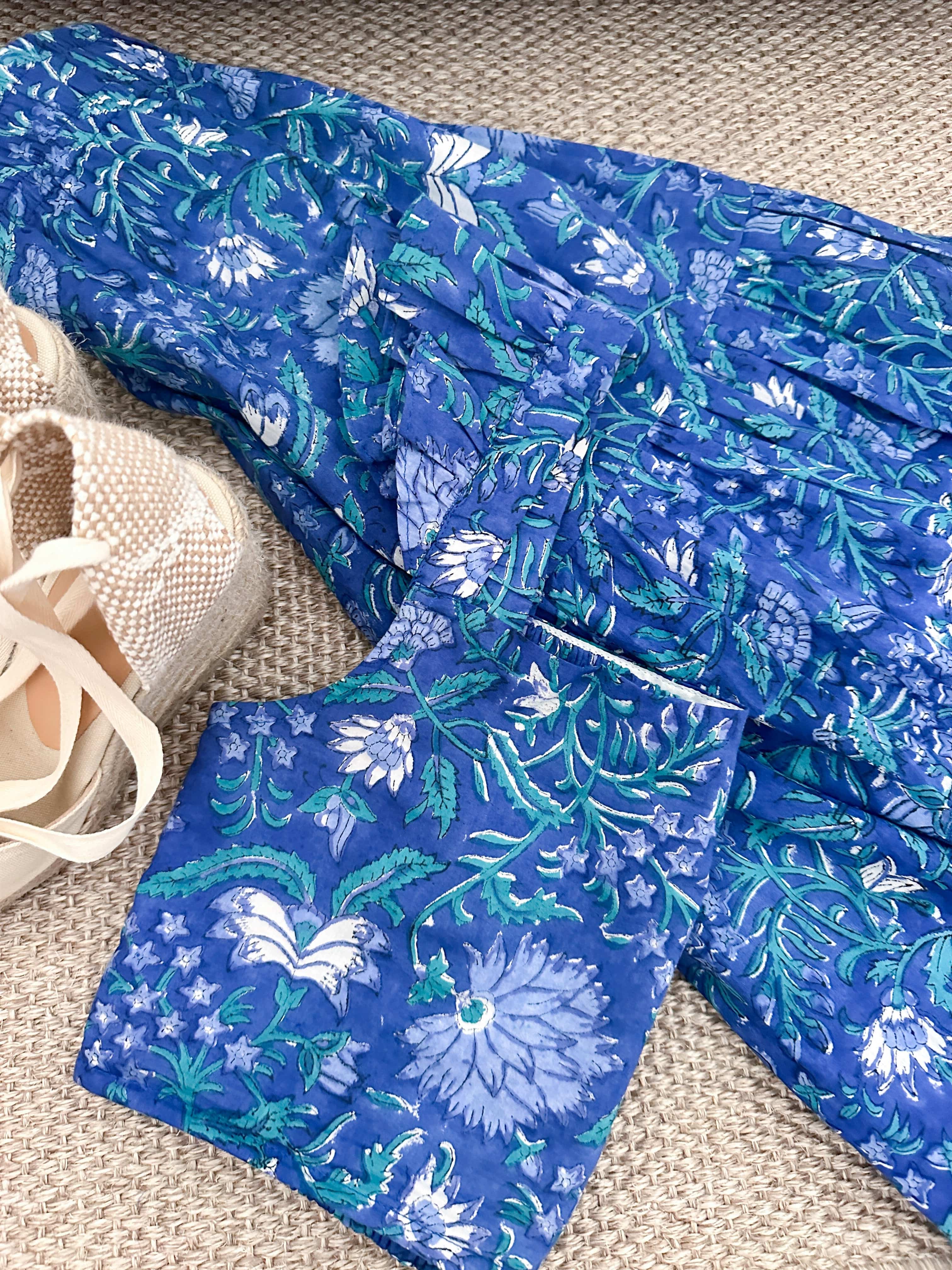 SARA KHATIB DESIGN TOP THE SOUTHPORT TOP - DEEP AZURE FLORAL