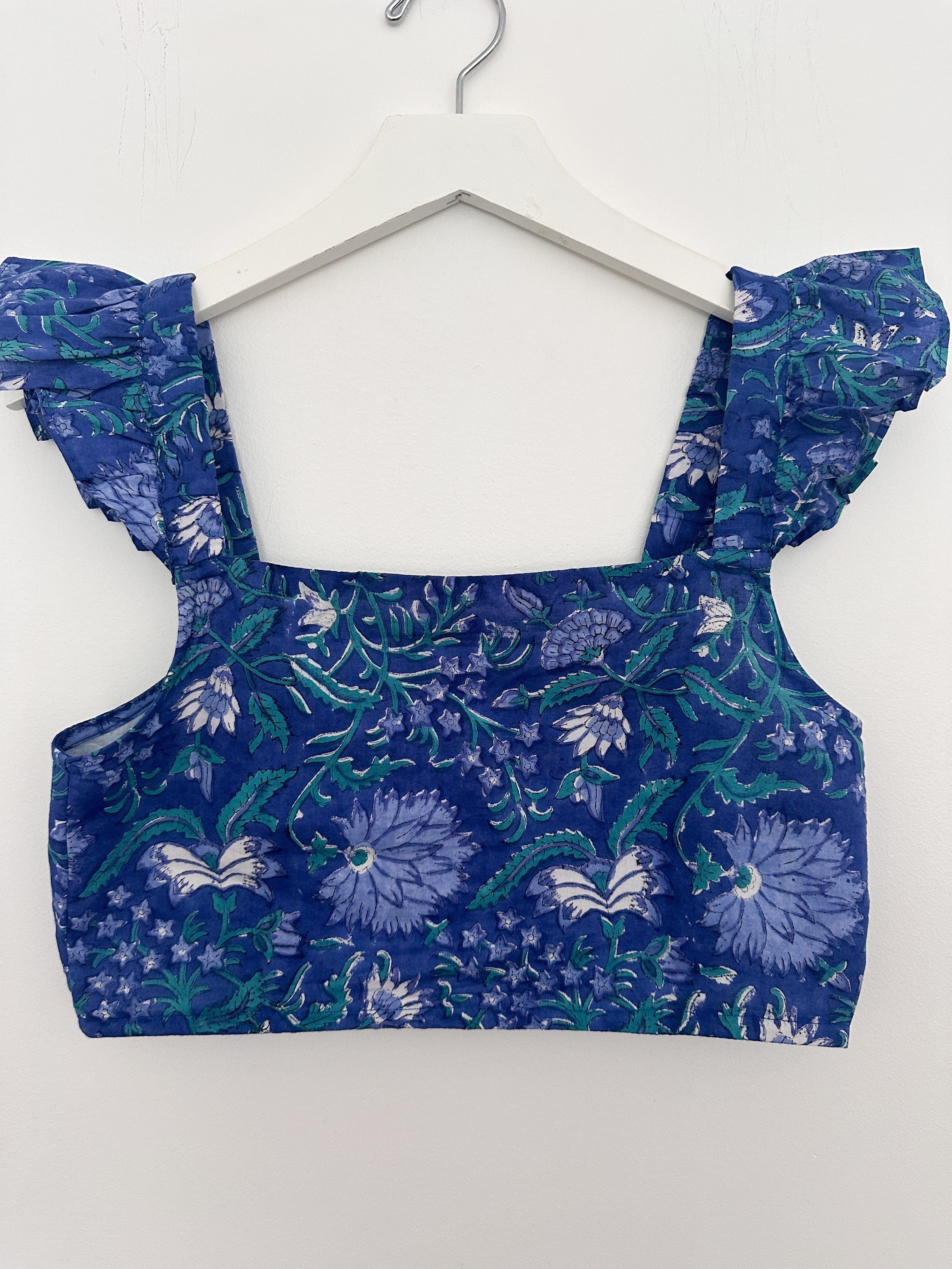 SARA KHATIB DESIGN TOP THE SOUTHPORT TOP - DEEP AZURE FLORAL