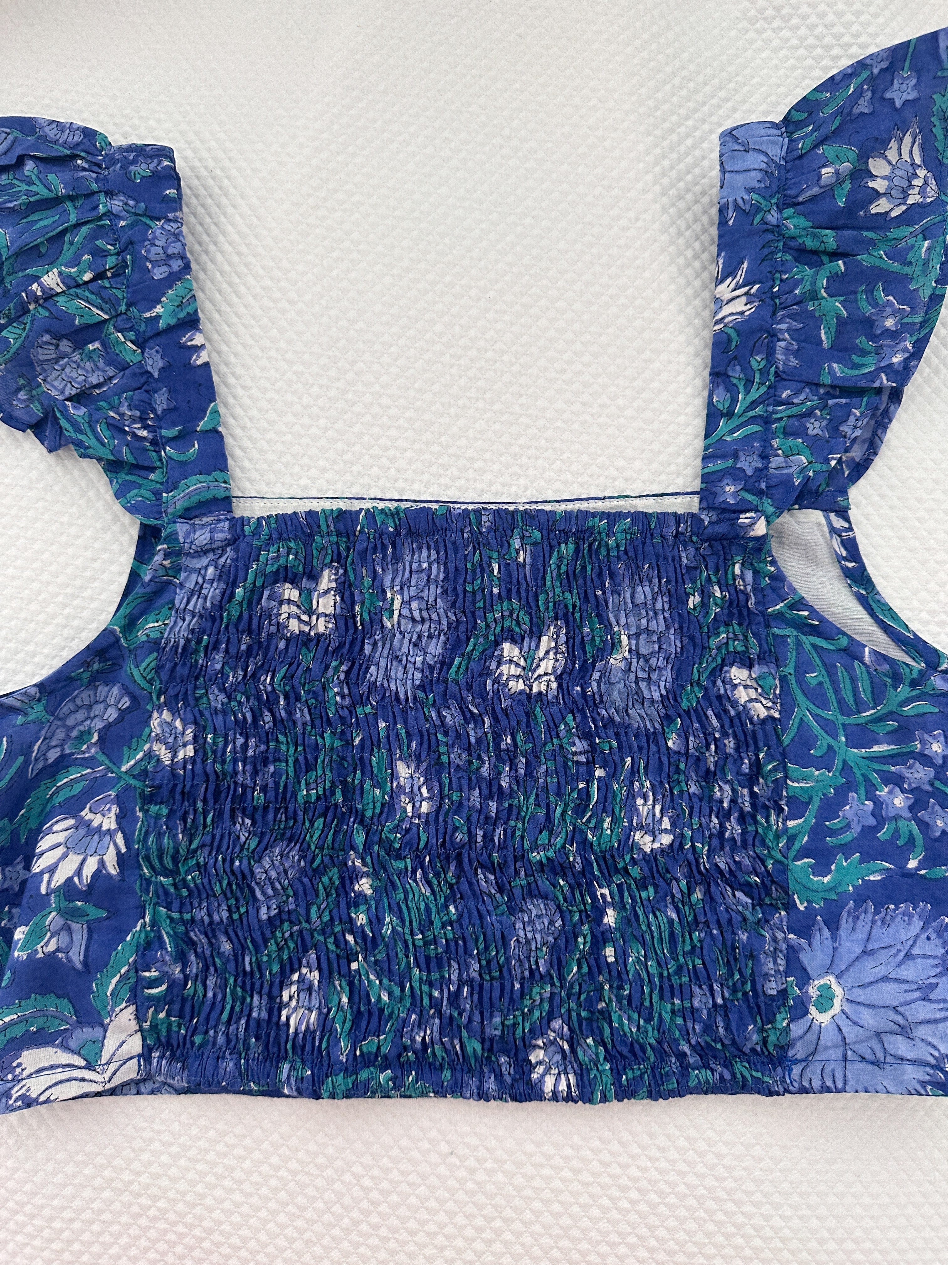 SARA KHATIB DESIGN TOP THE SOUTHPORT TOP - DEEP AZURE FLORAL