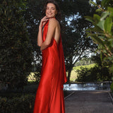 Serenity Be Dress Melania Tie Neck Silk Gown
