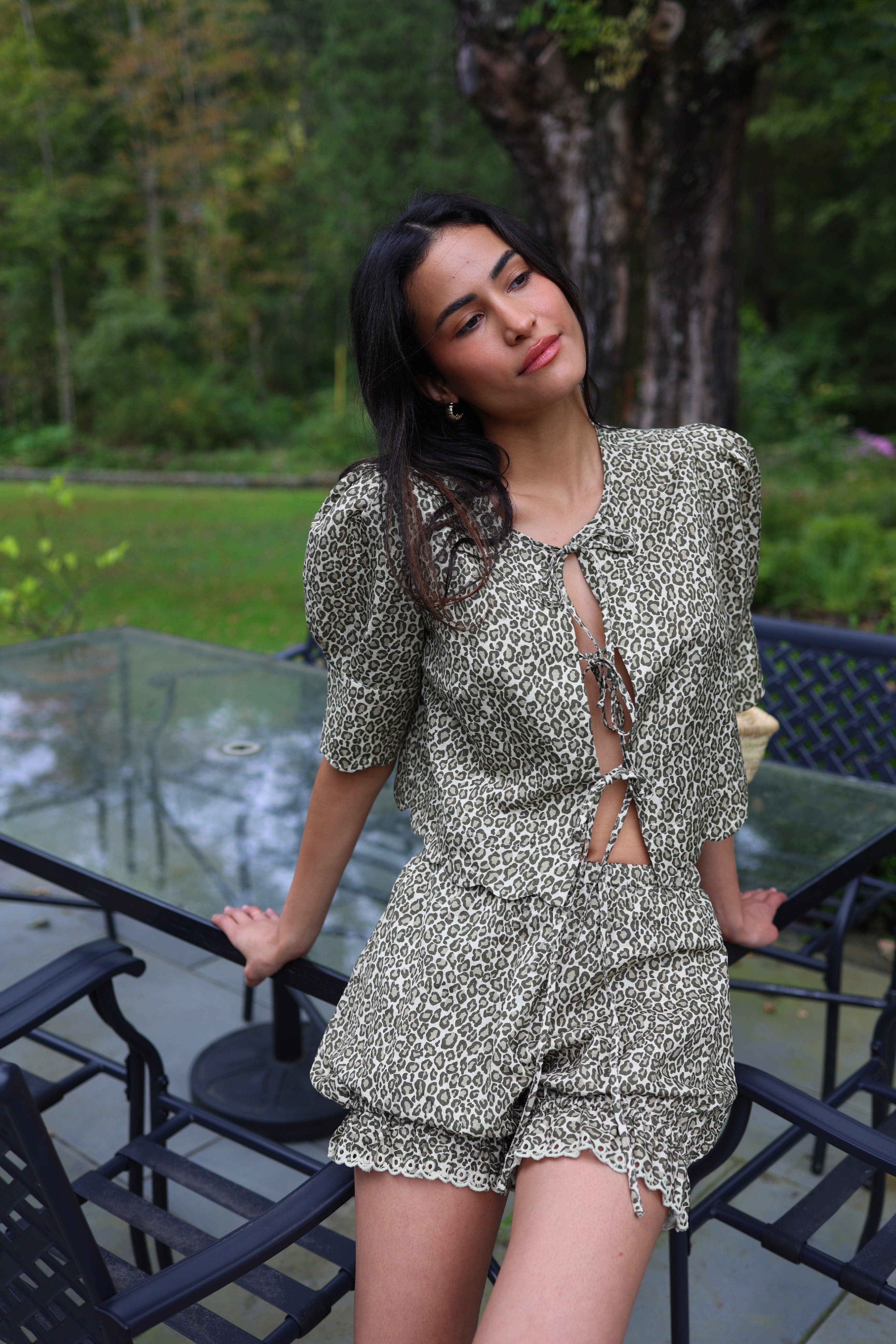 Sister New York Top Scalloped Top Leopard