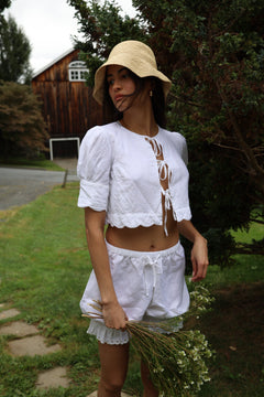 Sister New York Top Scalloped Top White