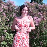 Sister Swim Hampton Linen Crop Top Red Floral