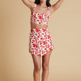 Sister Swim Hampton Linen Crop Top Red Floral
