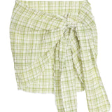 Sister Swim One Size Katy Mini Sarong in Green Check