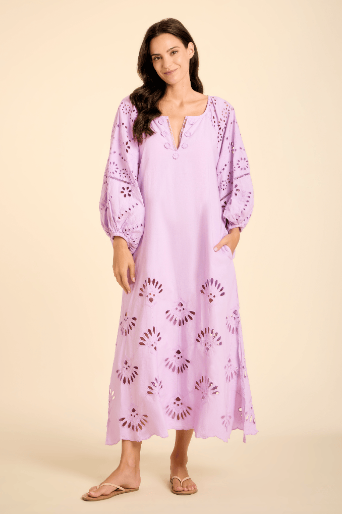 SITANO Women's Donna Eyelet Maxi Dress - Pink - Maxi dresses SITANO Women's Donna Eyelet Maxi Dress - Pink - Maxi dresses