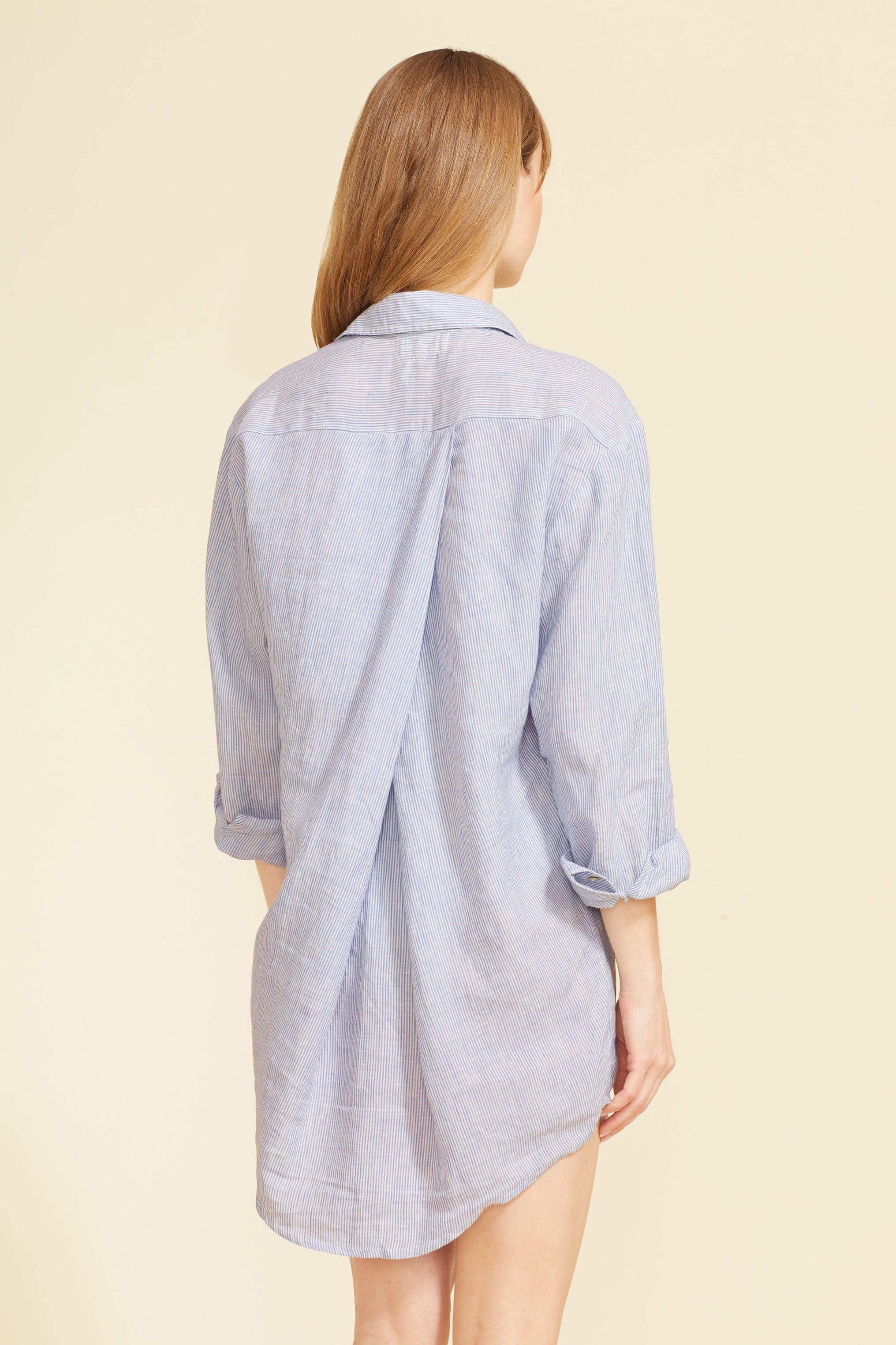 SITANO Dress Lido Shirt Dress - Light Blue Stripes