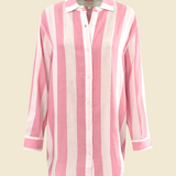 SITANO Dress Positano Shirt Dress - Pink/White Cabana Stripes