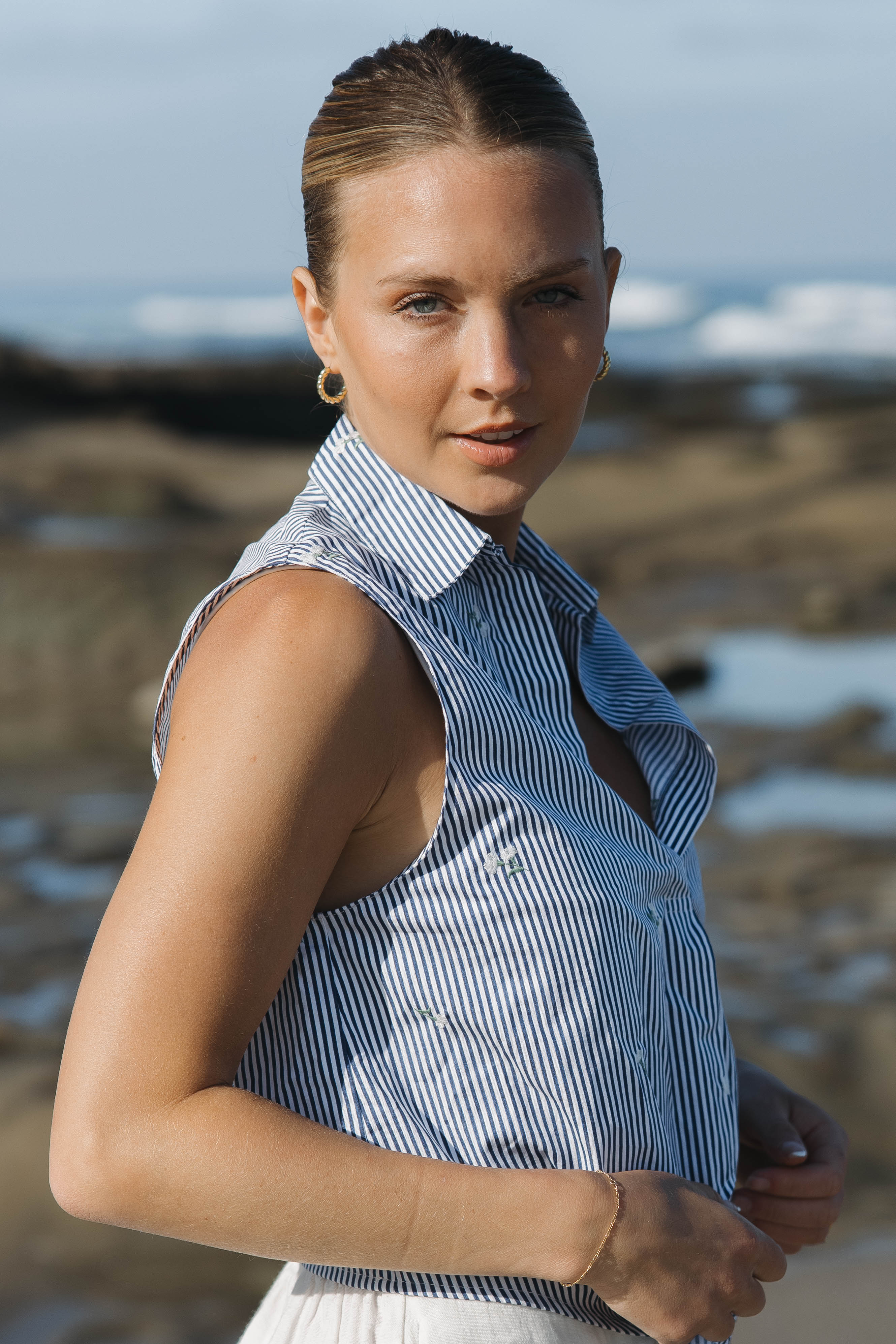 SITANO Sole Shirt - Navy & White Stripes