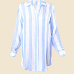 SITANO Swimwear Positano Shirt Dress - Blue/White Cabana Stripes