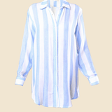 SITANO Swimwear Positano Shirt Dress - Blue/White Cabana Stripes