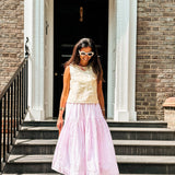 The Malabar Collective Skirt Greta Skirt - Light Mauve Stripes