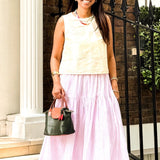 The Malabar Collective Skirt Greta Skirt - Light Mauve Stripes
