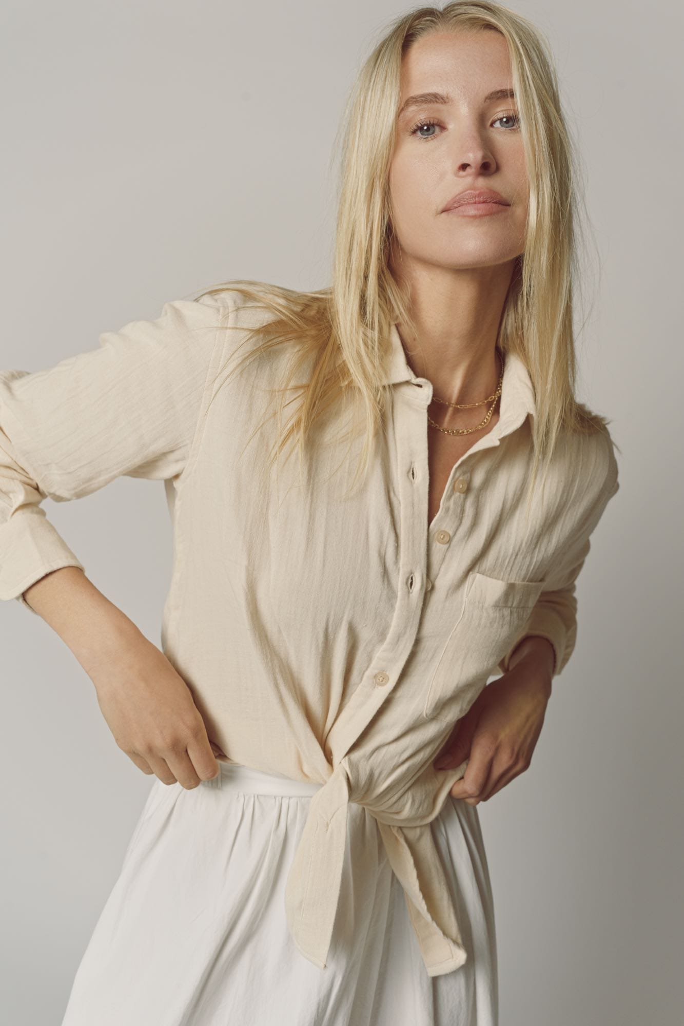 The Shirt Color Core Long Sleeve Shirts Sand / XXS The Super Relaxed Boyfriend Shirt in Gauze