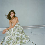 Bow Gown in Emerald Brocade