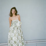 Bow Gown in Emerald Brocade