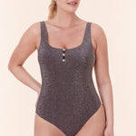 Front view of Andie Swim's Lipari One Piece in Glitter Cascade, highlighting maximum bust support and a timeless one-piece silhouette.