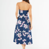 Catherine Dress Blue Plumeria Jacquard