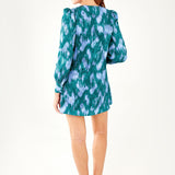 Ellen Dress Teal Ikat Chiffon