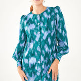 Ellen Dress Teal Ikat Chiffon
