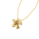 Gold Flower Pendant Necklace on White Background