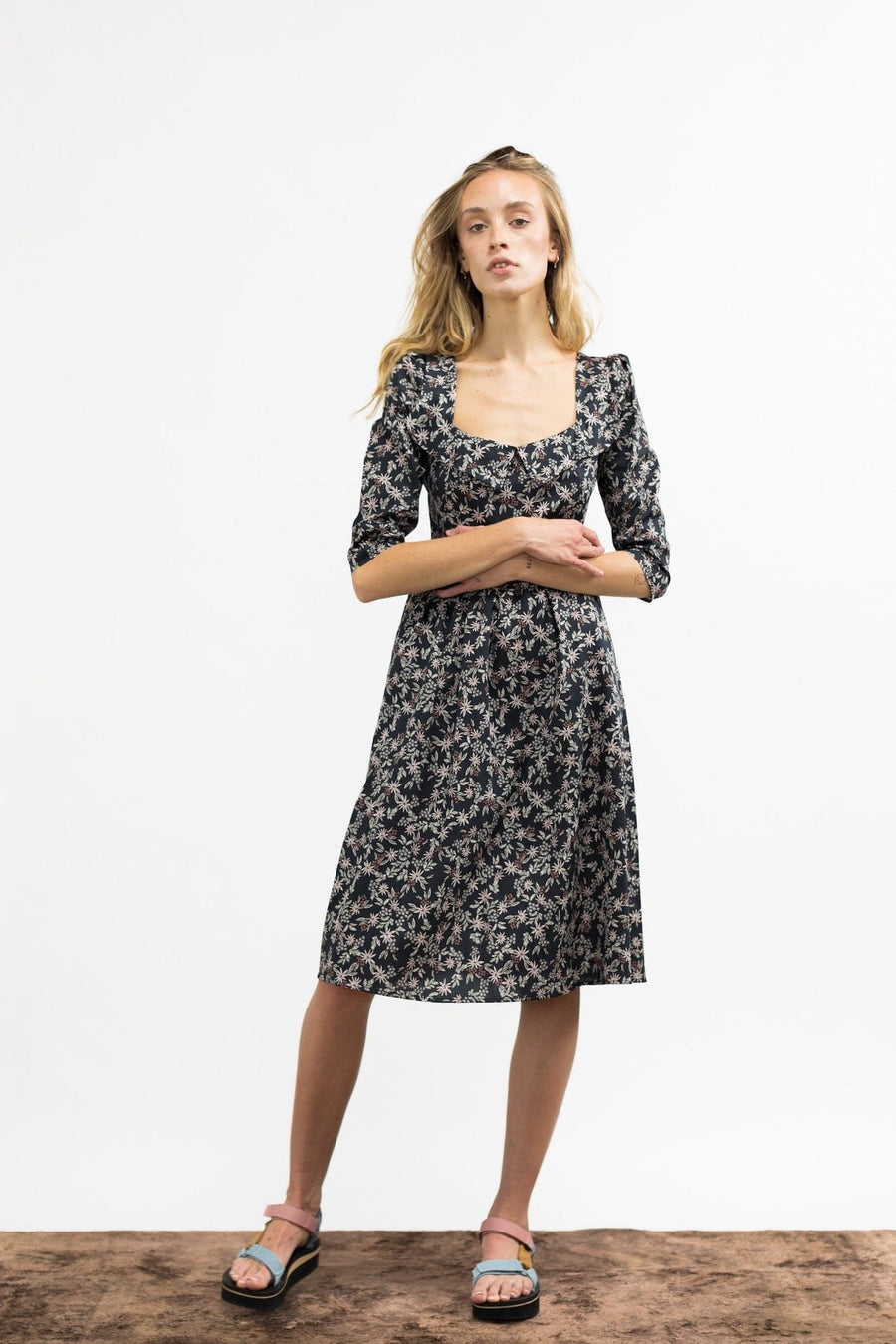 Marisol Dress / Black Floral Cotton
