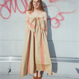 Long Bow Dress in Vintage Woodgrain Taffeta