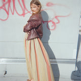 Long Bow Dress in Vintage Woodgrain Taffeta